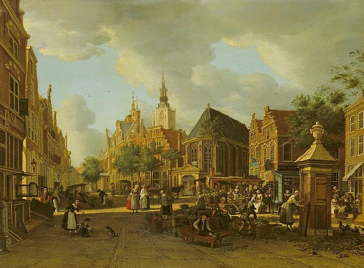 unknow artist The Groenmarkt as seen towards the Westeinde oil painting picture